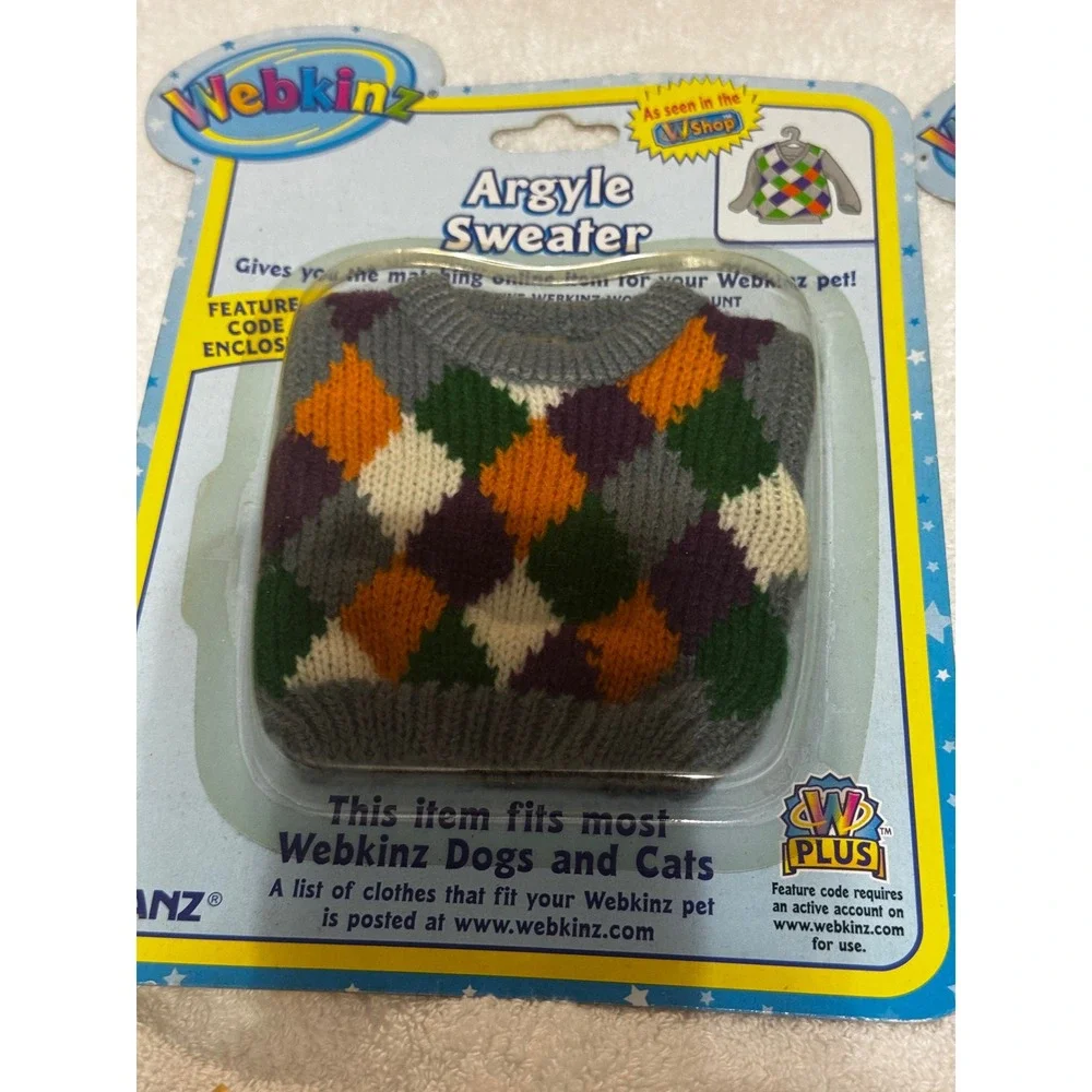 Webkinz Ganz Pet Clothing Lot Argyle Sweater Stone Wash Jeans Witch Costume NIP